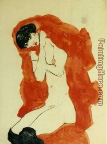 Girl with Red Blanket painting - Egon Schiele Girl with Red Blanket art painting